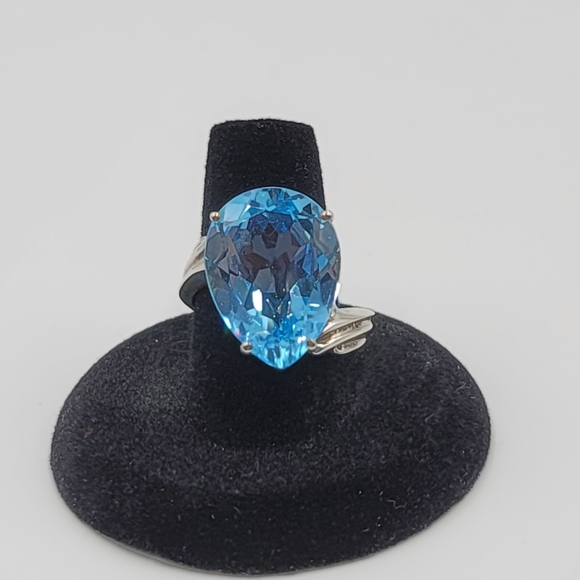 Vtg sterling silver and blue cubic zirconia ring - Picture 13 of 13